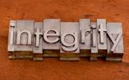 Wood blocks with letters spelling out Integrity